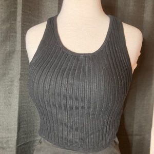 Forever 21 Black Ribbed Sweater Cropped Tank